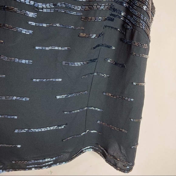 J Kara New York sz Large black sequin fitted spaghetti strap top - Picture 9 of 16